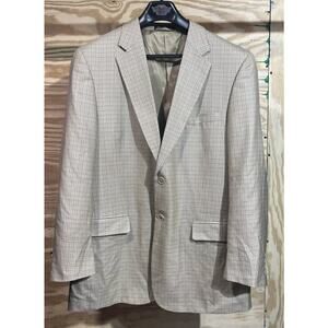 Bert Pulitzer Silk Wool Jacket Beige Multicolor Houndstooth Check Blazer 44L